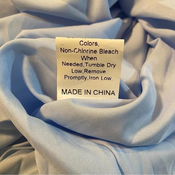 NWT ePretty Sz‎ S Sky Blue Flutter Sleeve Cross Front Pleated Dress W Waist Sash - Picture 7 of 7